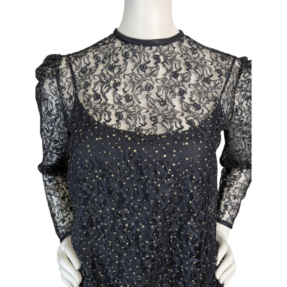 Vintage Black Lace Drop-Waist One-Piece w/ Statement Bow – Avant-Garde Evening - Picture 4 of 11